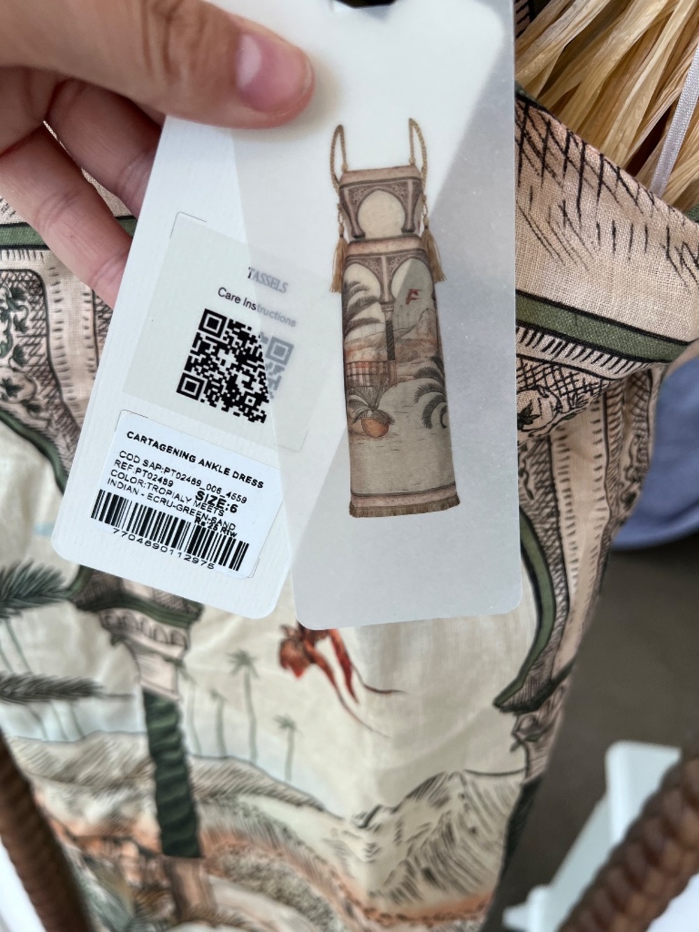 Johanna Ortiz Cartagening Linen Midi Dress Scenic Print Size 6 NWT Resort - Picture 10 of 10